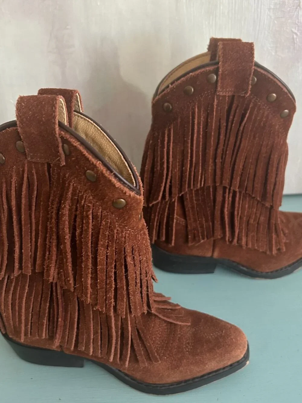 Smoky Mountain Girls Wisteria Double Fringe Tan Western Boot Size 9 Cowgirl Boot